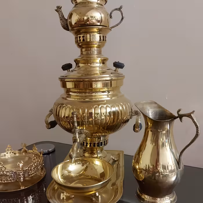 سرویس سماور ذغالی برنجی 