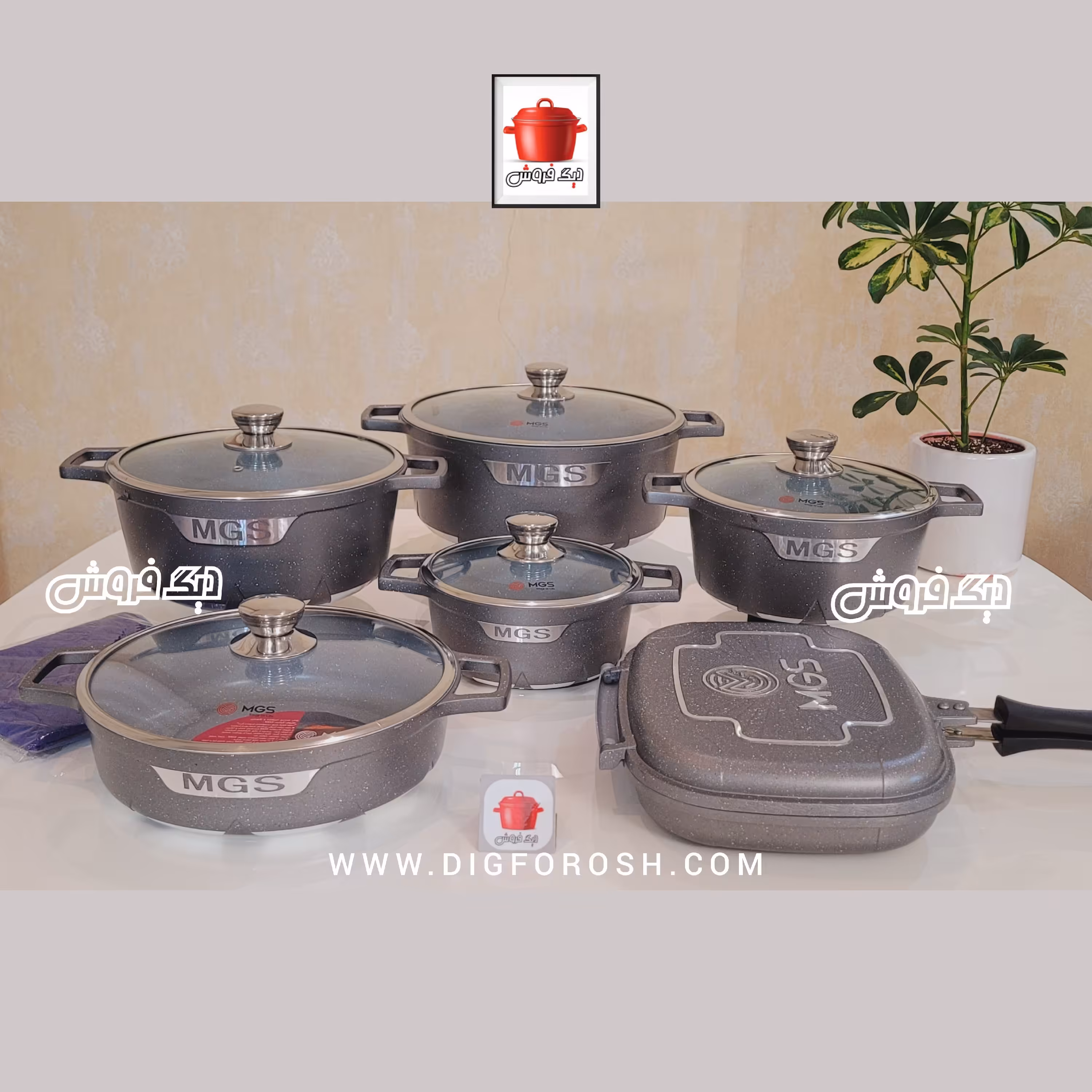 سرویس قابلمه چدن گرانیت 15پارچه ام جی اس مدل جرمنی c باضمانت و آماده ارسال