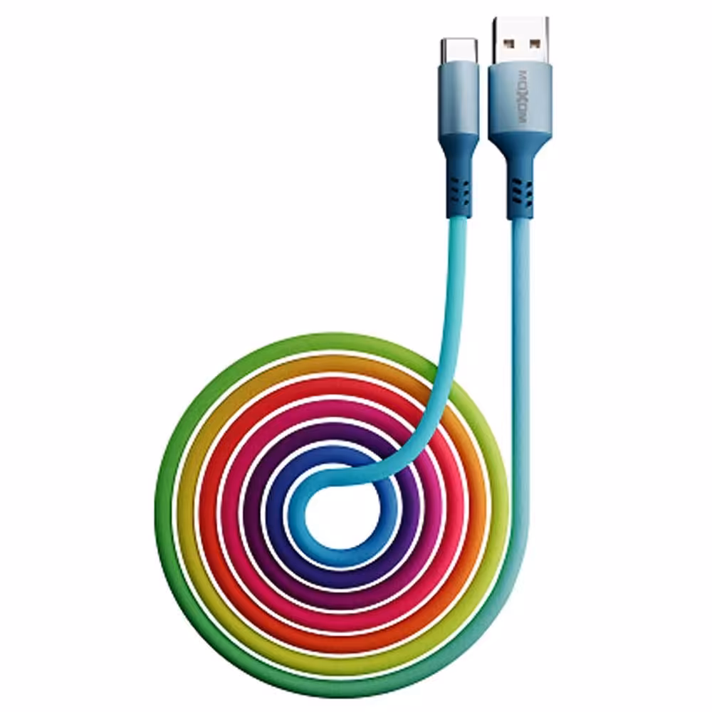 کابل شارژ MicroUSB رنگین کمان  ماکسوم مدل KH-100  کابل شارژ  KH100 Moxom Rainbow