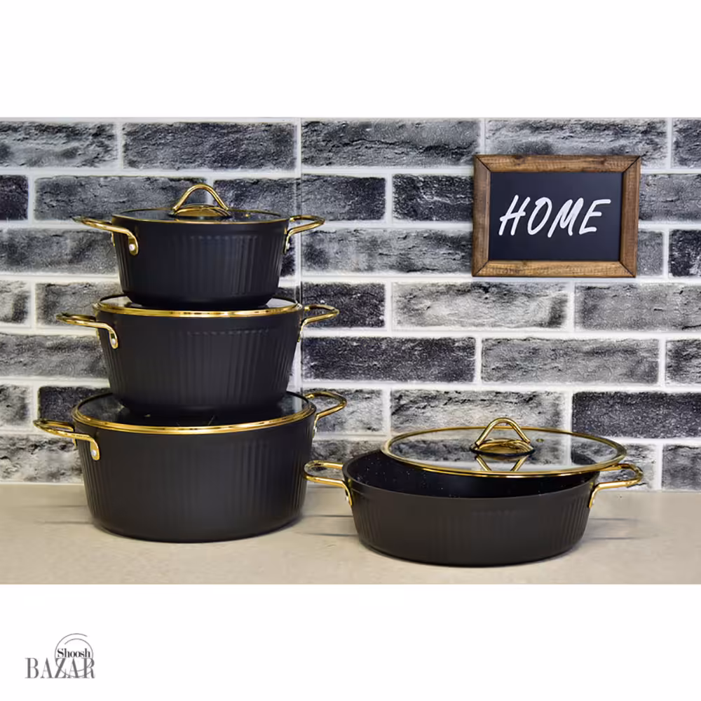 سرویس قابلمه 8 پارچه فلورانس مشکی یونیک کد 8400