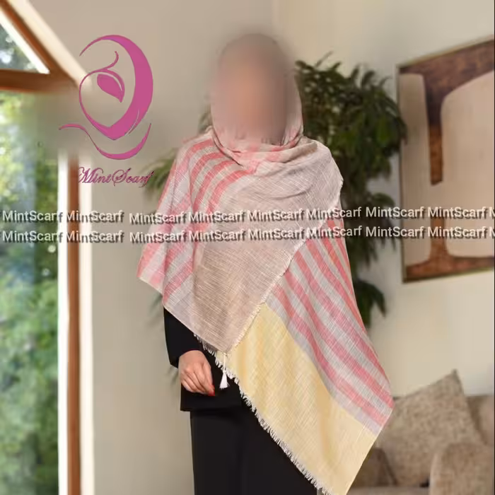 شال  نخ  لنین      وارداتی   اعلا  ارسال رایگان   ریشه دار   منگوله دار    سایز بزرگ    طرح 2