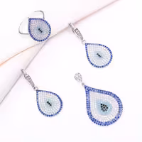 نیم ست نقره اشکی درشت و زنانه مدل چشم و نظر کد 16005