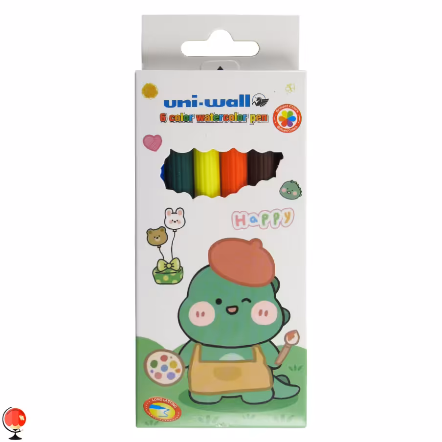 ماژیک رنگ آمیزی 6 رنگ یونی وال طرح دایناسور