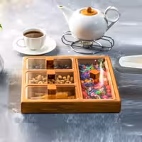 جعبه پذیرایی یا تی بگ 4 خانه چوبی مدل 11038