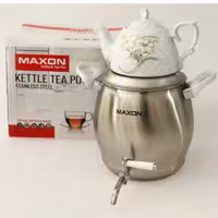 کتری قوری مکسون کف چدن، کتری استیل 6 لیتری و قوری چینی  مدل 6l کتری طرح صاف