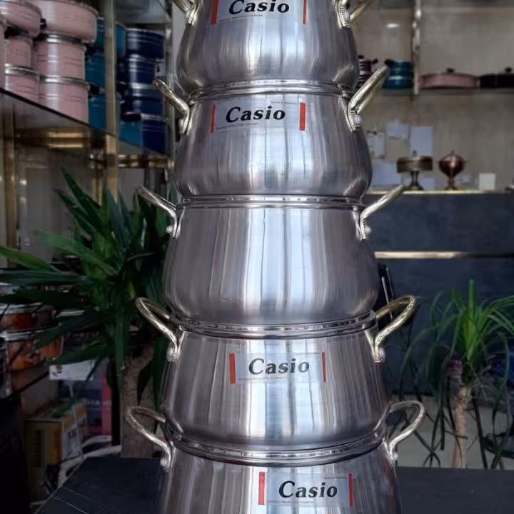 سرویس قابلمه 10 پارچه کاسیو جنس روحی دسته طلایی 