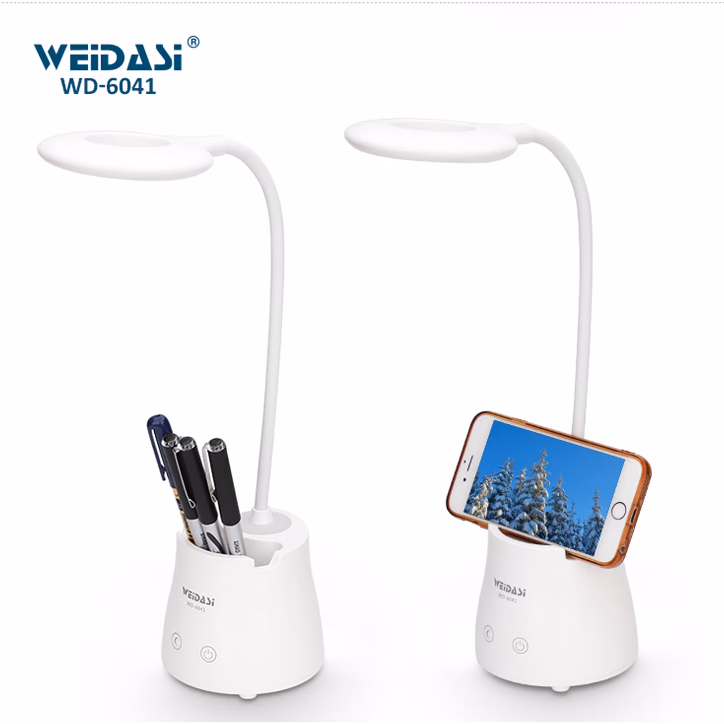 چراغ مطالعه شارژی کم مصرف  ویداسی مدل 6041 دارای استندموبایل و لوازم التحریر 