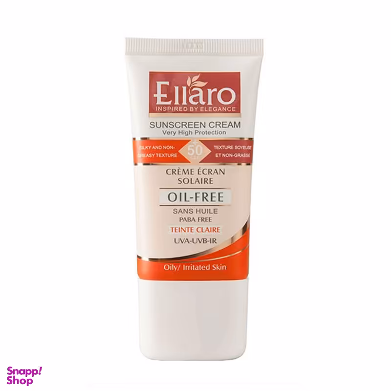 کرم ضد آفتاب الارو (Ellaro) با +SPF50 فاقد چربی بژ روشن فاقد پارابن حجم 40 میلی لیتر