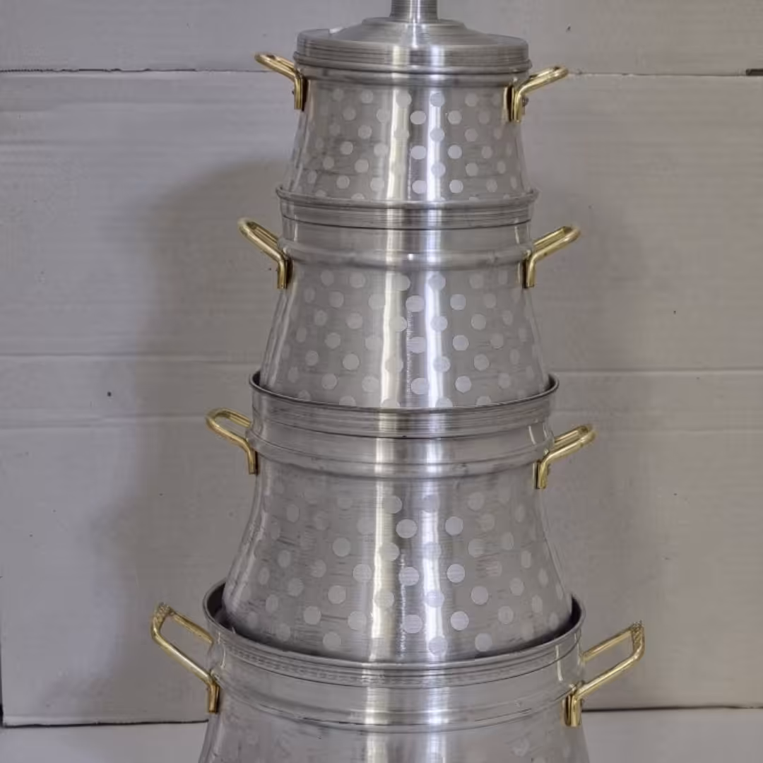 سرویس دیگچه روحی 4 تایی توپی دسته طلایی