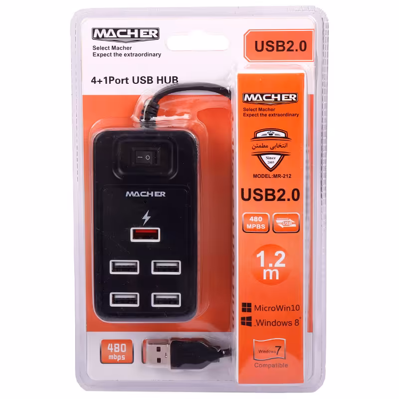 هاب 5 پورت USB 2.0 مدل MR-212 مچر - فراز سیستم