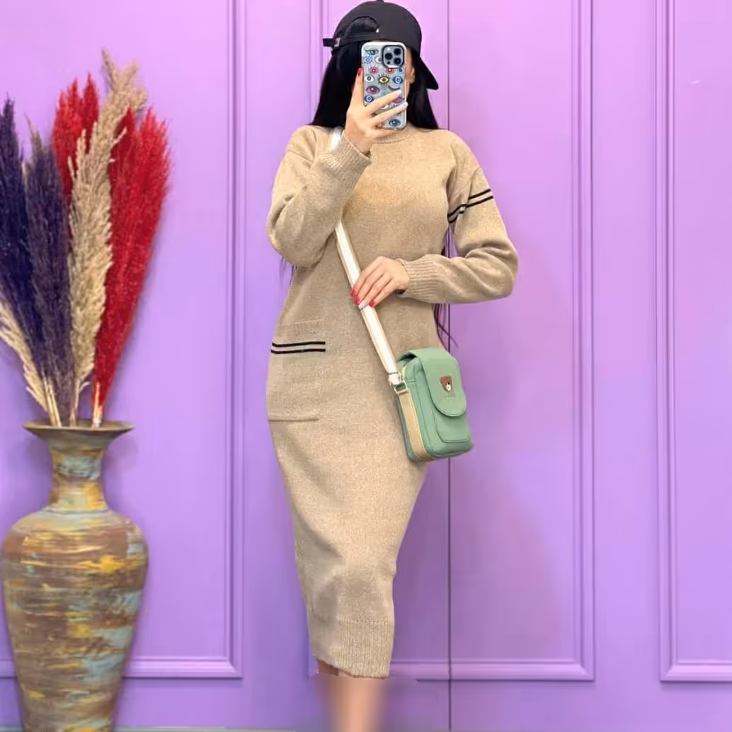 پیراهن  کش بافت بلند درجه یک   ، ماکسی بافت لانگ‌ ترک ، گپ‌بافت بلند 