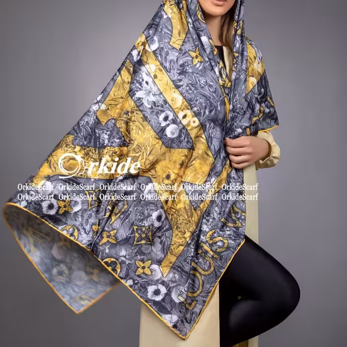 روسری طوسی زرد مارک لوییز