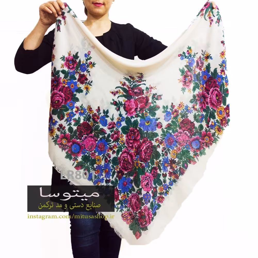 روسری ترکمن نخ ترک بدون ریشه طرح تاتار کد 801