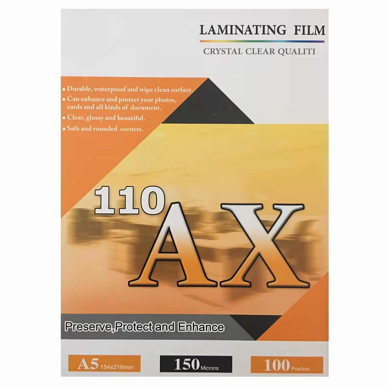 طلق پرس آ ایکس 110 براق مدل 150 میکرون سایز A5 بسته 100 عددی