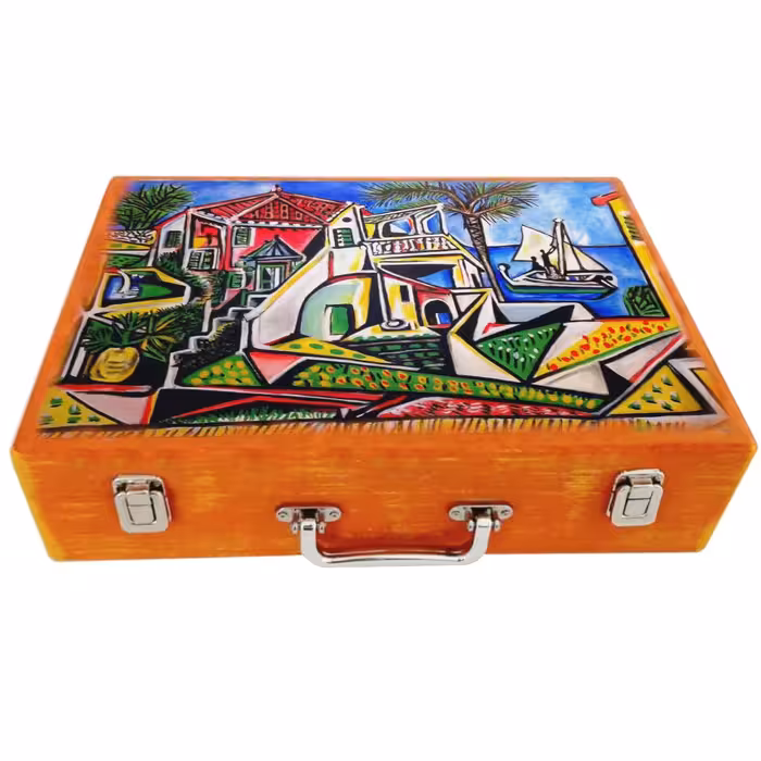 جعبه چوبی مدل چمدان بزرگ طرح  پیکاسو 006