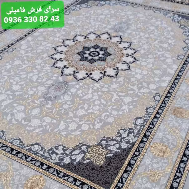 فرش ماشینی طلا کوب6متری طرح نایین رنگ فیلی 700شانه تراکم 2550 نخ اکریلیک