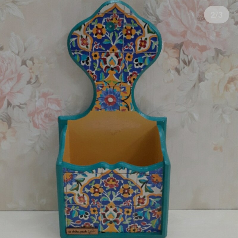 استند چوبی آرایشی جا کنترلی جا برسی اسلیمی ضدآب قابل شستشو با طرح و رنگ دلخواه شما هنر دکوپاژ شیکوپاژ