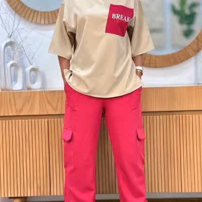 تیشرت وشلوار کرپ مازراتی ست بریک مناسب فصل رنگ سوال شود