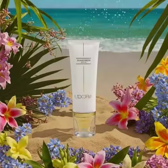 کرم ضد آفتاب SPF50 بی رنگ مناسب انواع پوست لدورا کر 80 میلی لیتر