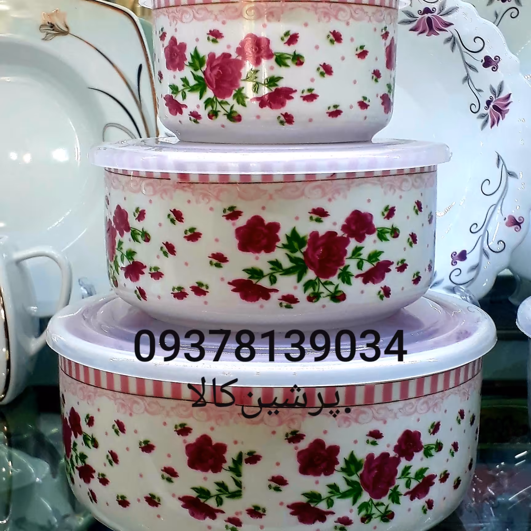 سرویس چینی سه تایی  ظروف نگه‌دارنده با درب سیلیکونی