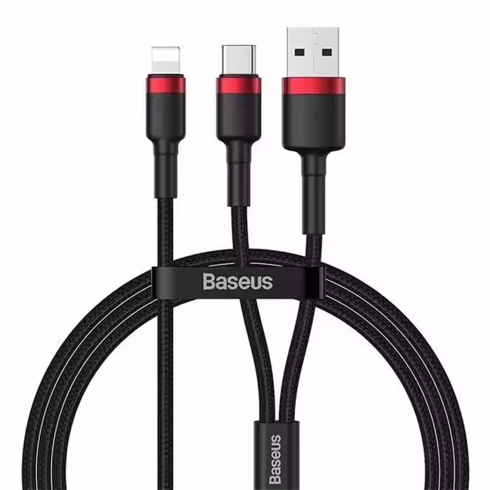 کابل شارژ 1 به 2 MicroUSB lightnin باسئوس CATKLF-EL91 طول 1.2 متر
