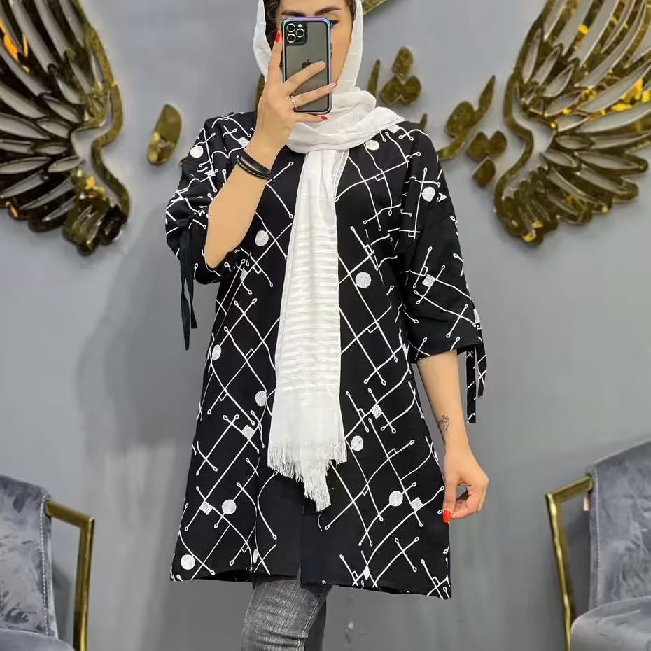 مانتو جلو باز گلدوزی تابستانه
