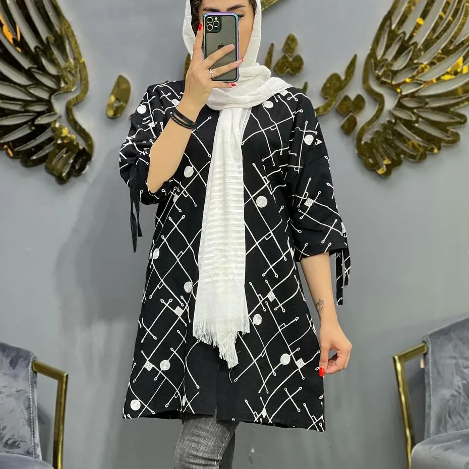 مانتو جلو باز گلدوزی تابستانه