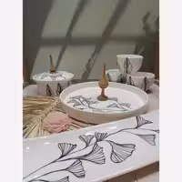 ست 18 عددی سرامیکی طرح گل مشکی (پس کرایه)