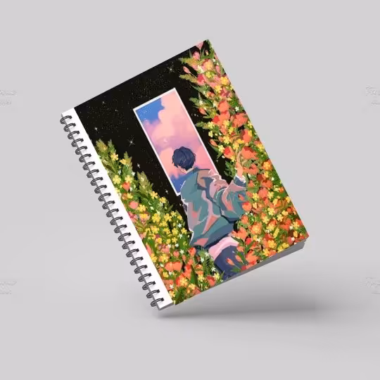 دفتر سیمی طرح boy and flowers