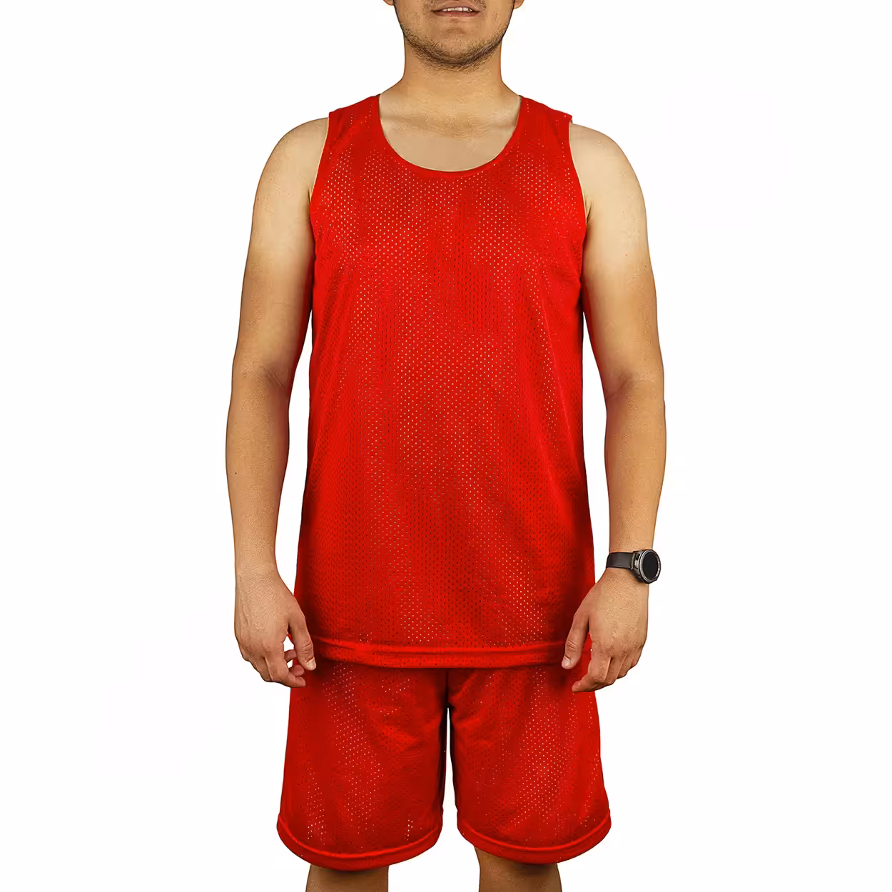 ست رکابی شلوارک بسکتبال دورو تمرینی BL01 SMP | قرمز/طوسی