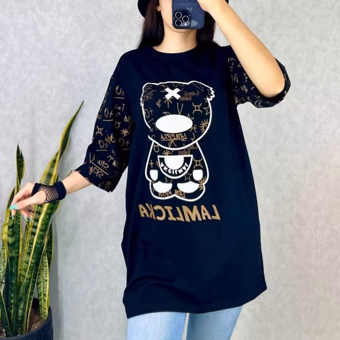 تیشرت لانگ دخترانه لش خرس طلایی تیشرت لش زنانه  