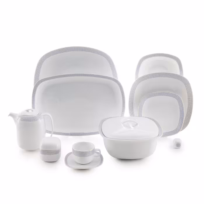 سرویس چینی زرین 12 نفره کامل لورن طلایی (98 پارچه)