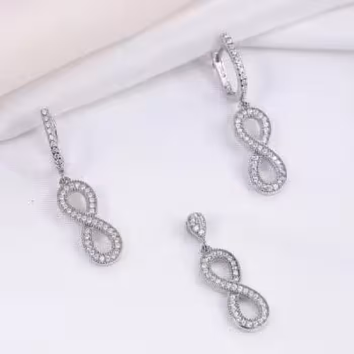 نیم ست نقره ظریف و دخترانه مدل بی نهایت کد 16350