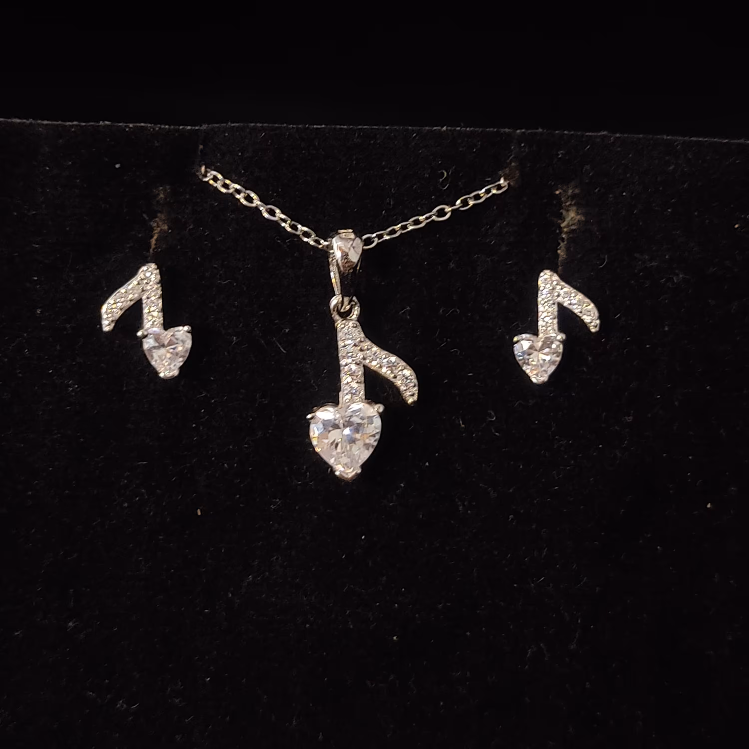 نیم ست نقره خارجی مدل نت موسیقی قلبی