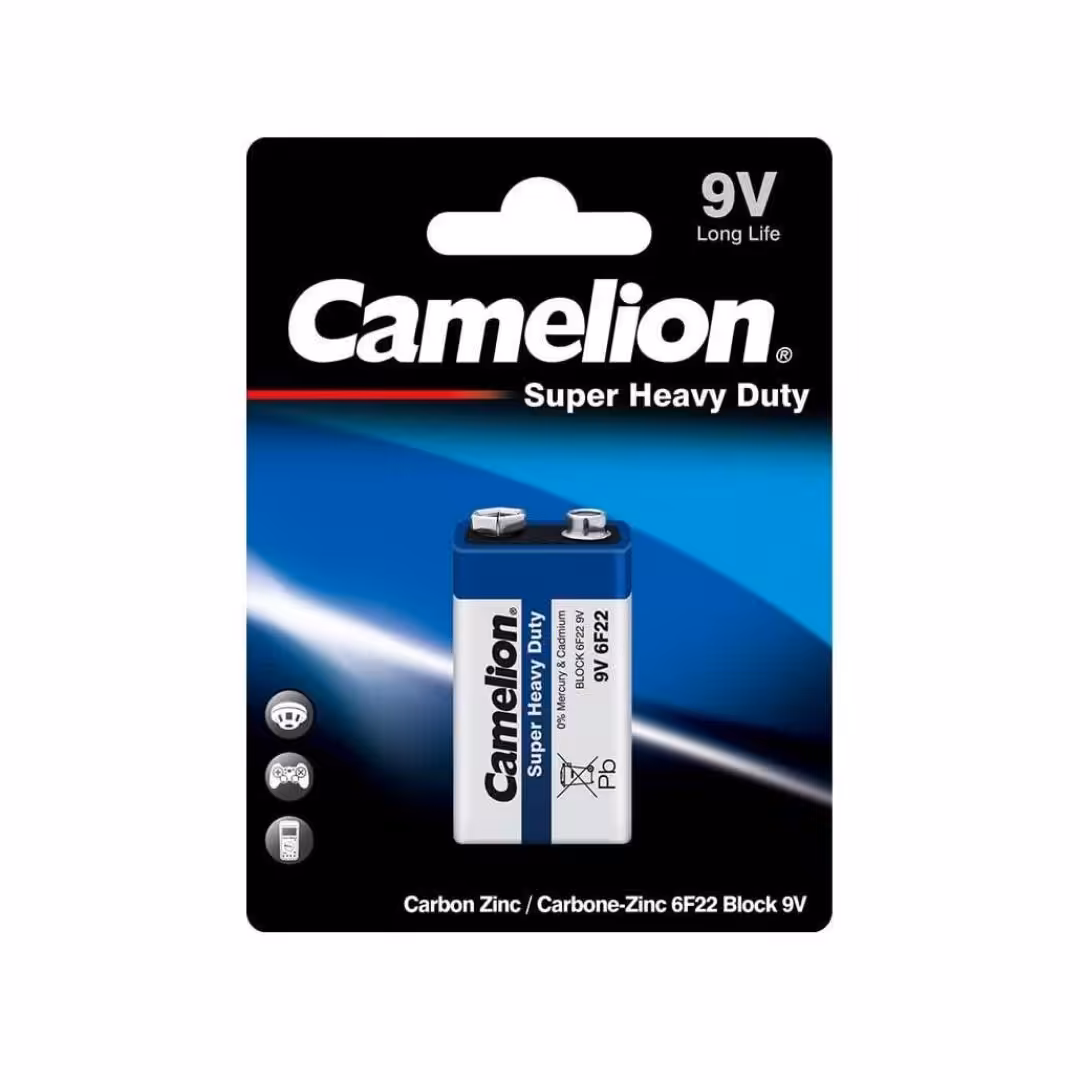 باتری کتابی کملیون معمولی 9 ولت Super Heavy Duty کارتی بسته 1 عددی (عمده و خرده)