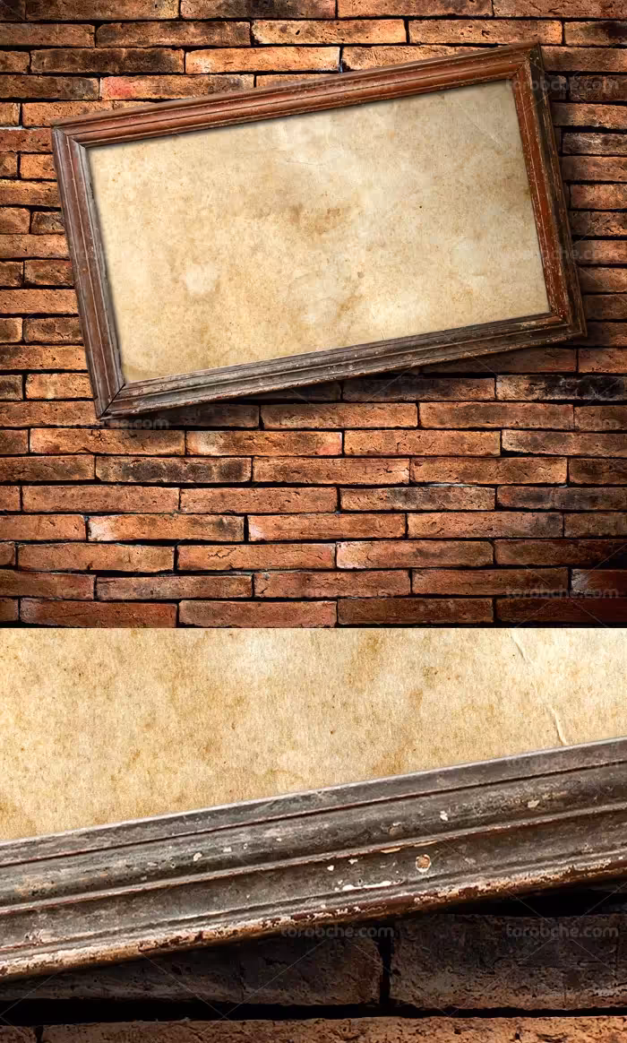 طرح تکسچر دیوار آجری و قاب چوبی قدیمی - گرافیک با طعم تربچه