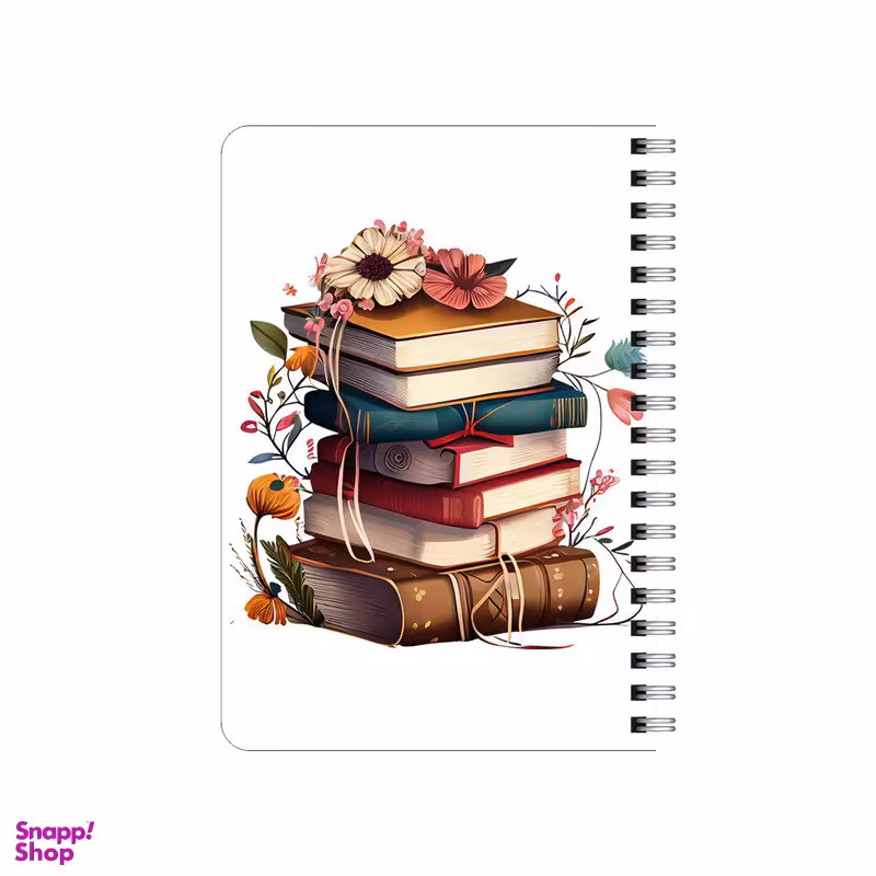 دفترچه یادداشت بامبیلیپ مدل چوبی طرح کتاب ها و گل ها کد 5756293