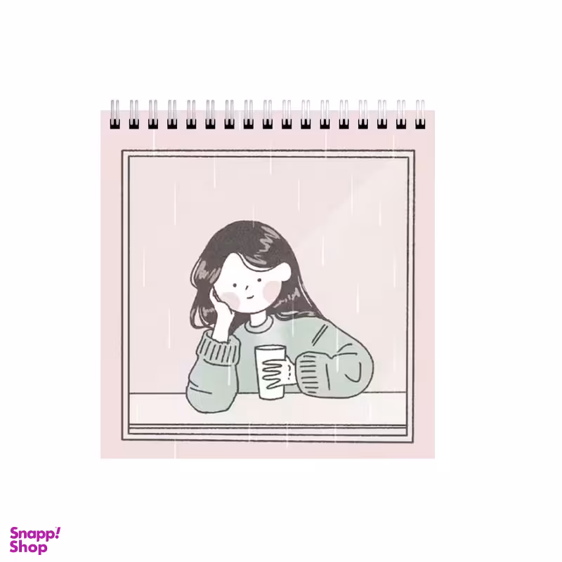 دفتر طراحی بامبیلیپ مدل دختر و باران و نوشیدنی کد 4920157