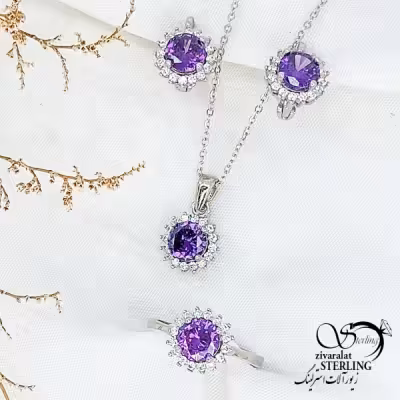 نیمست نقره 925 عیار با نگین آماتیس کد 11931