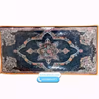 پشتی فرش ماشینی 700شانه طرح کارینا سرمه ای کد 24