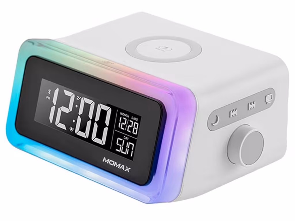 ساعت، اسپیکر و شارژر وایرلس مومکس MOMAX Q.Clock 2 Digital Clock with Wireless Charger QC2EUW