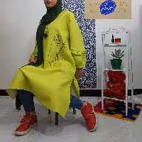 مانتو تنپوش عبا حجاب بهاره تابستانه جلو بسته فری سایز بلند  سبز فسفری سوزن دوزی خاتون فری سایز  سنتی دخترونه 