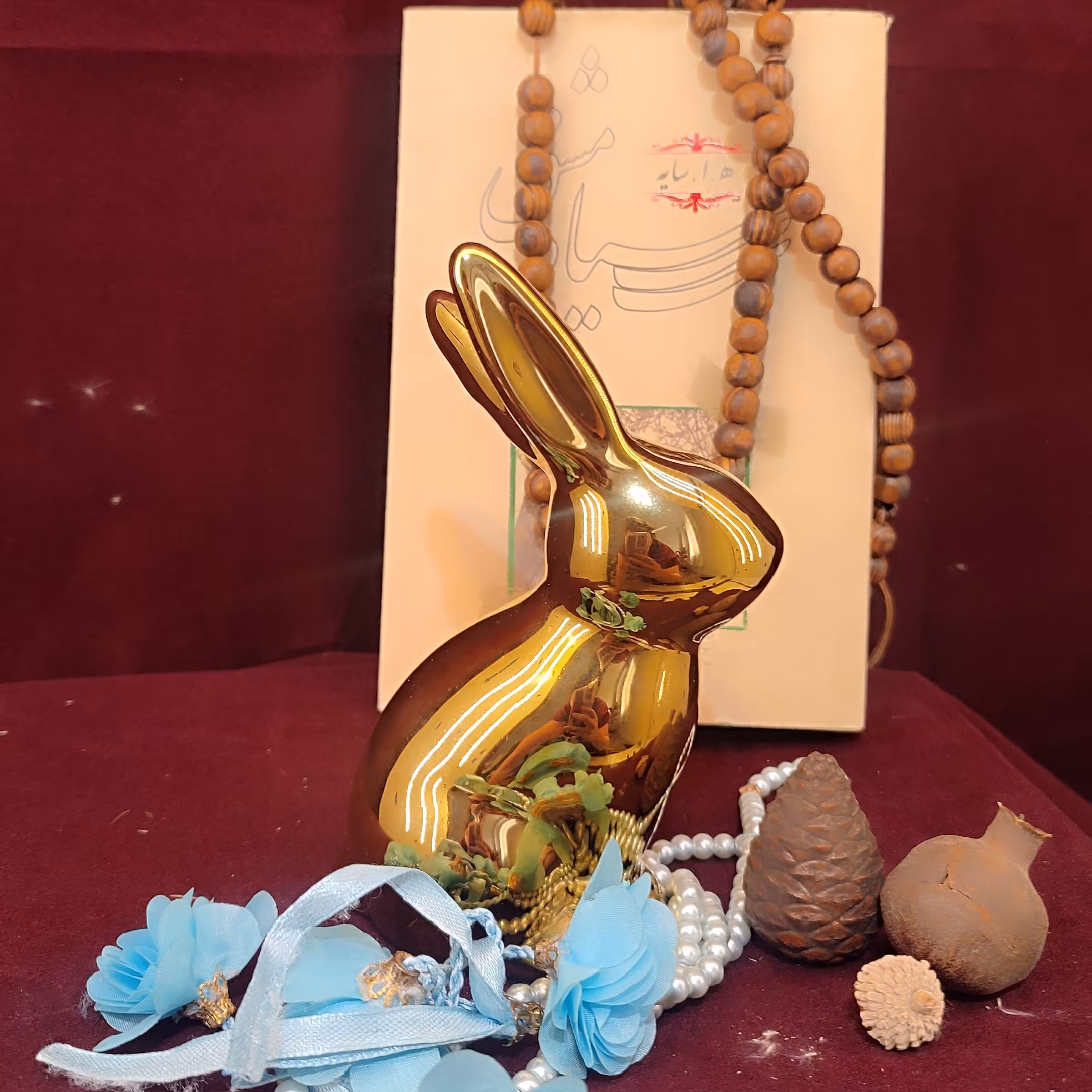 مجسمه سرامیکی خرگوش آبکاری طلایی