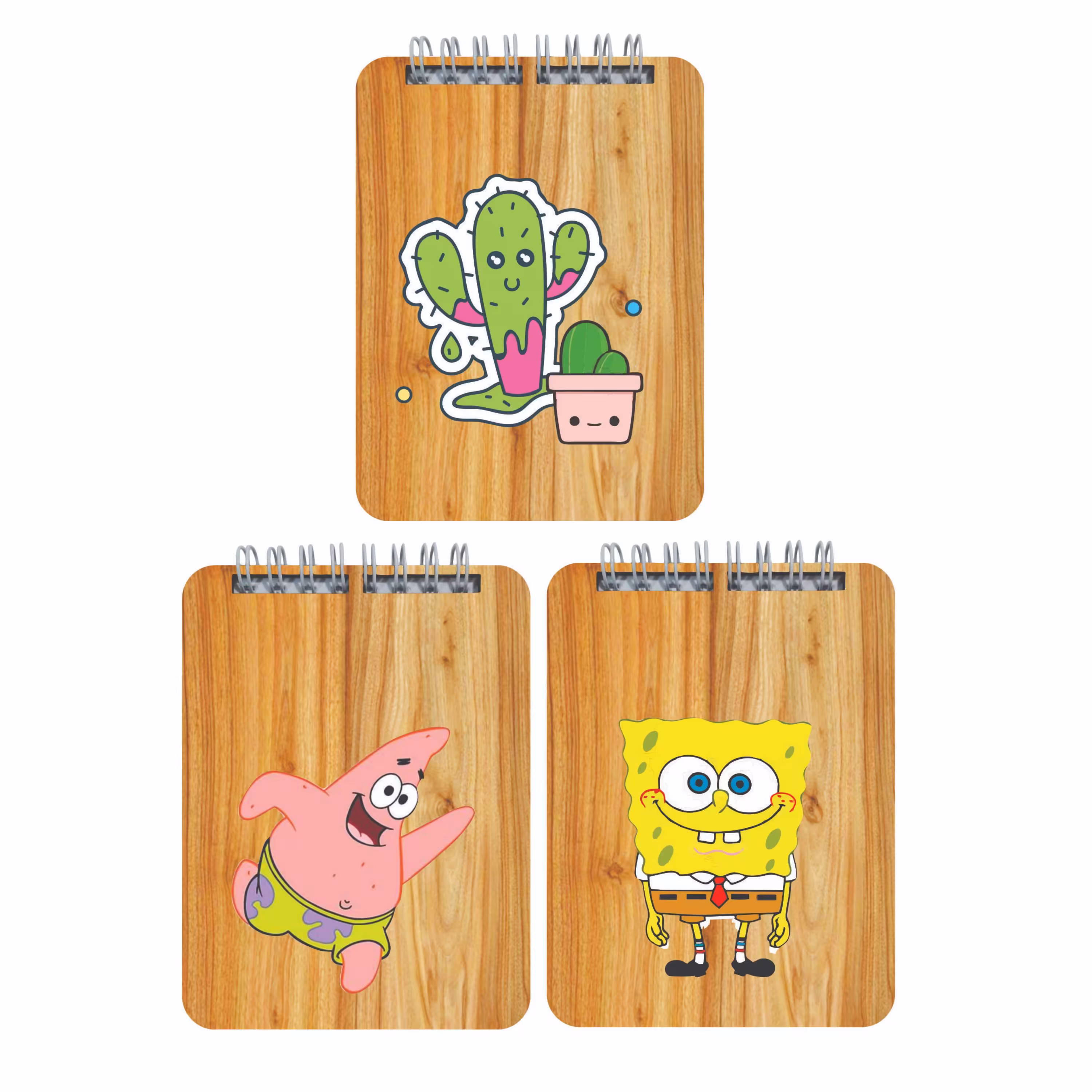 پک سه عددی دفترچه یادداشت جلد چوبی گیلاس 01 در 40 طرح زیبا