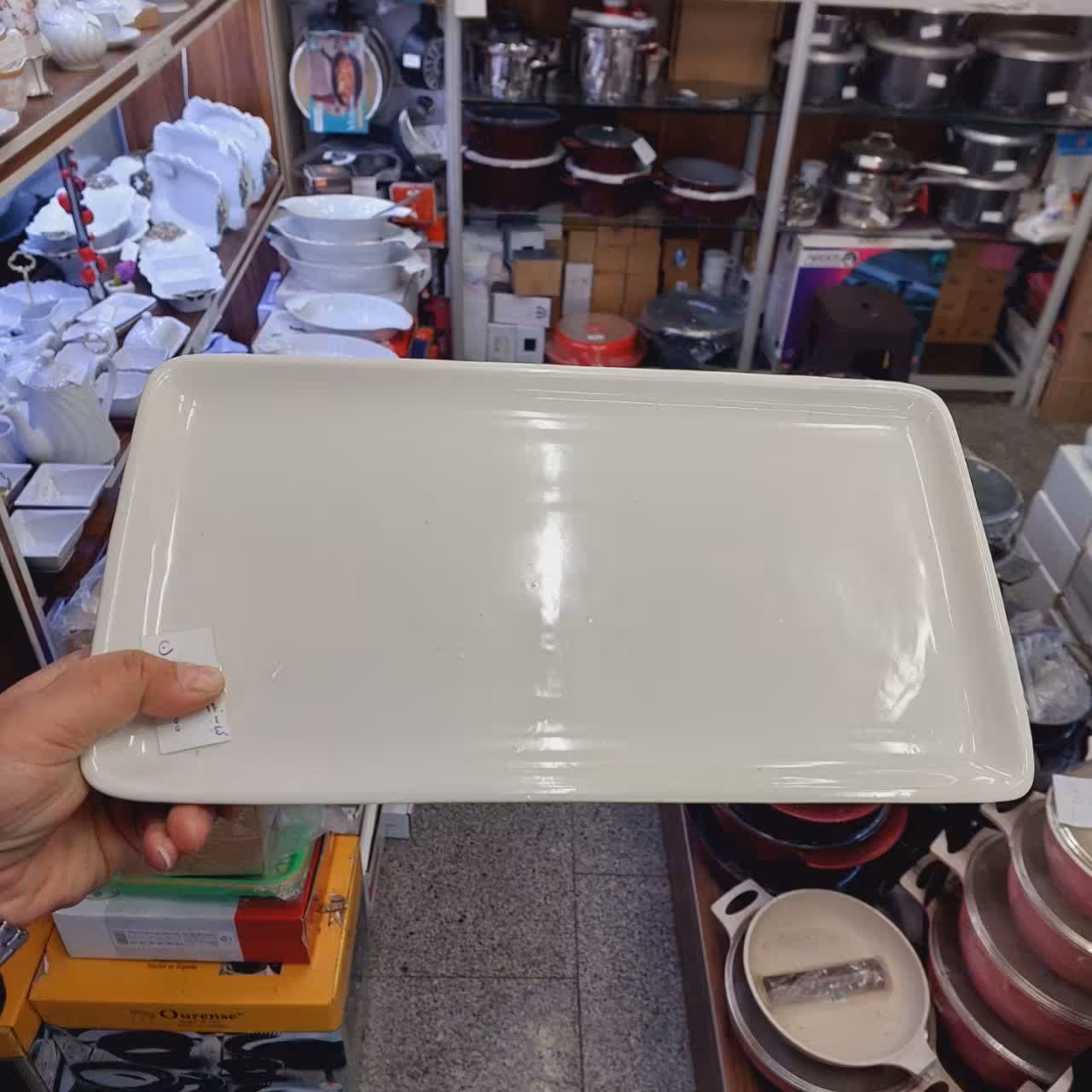 دیس کباب مستطیل چینی سفید ساده فوق العاده کاربردی