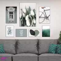 تابلو شاسی بکلیت طرح دکوراتیو مدرن و گل و دوچرخه مدل SH-493 مجموعه 7 عددی