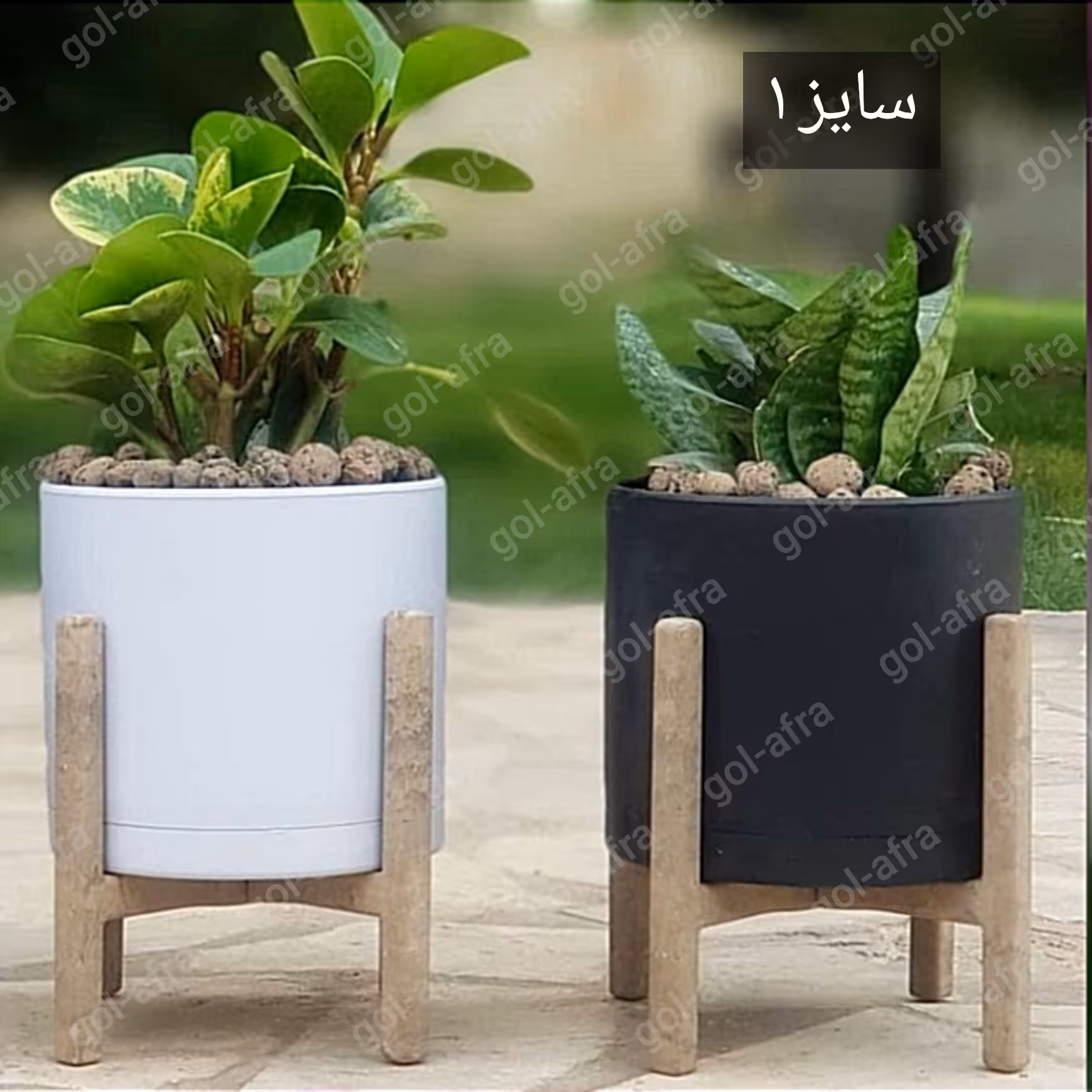 تک به قیمت عمده گلدان پلیمری مهرنی استوانه ای سایز 10 سانت سفید طوسی مشکی