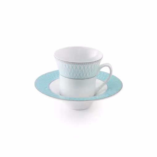 سرویس چای خوری چینی زرین شهرزاد طرح ژانتی فیروزه ای 12 پارچه