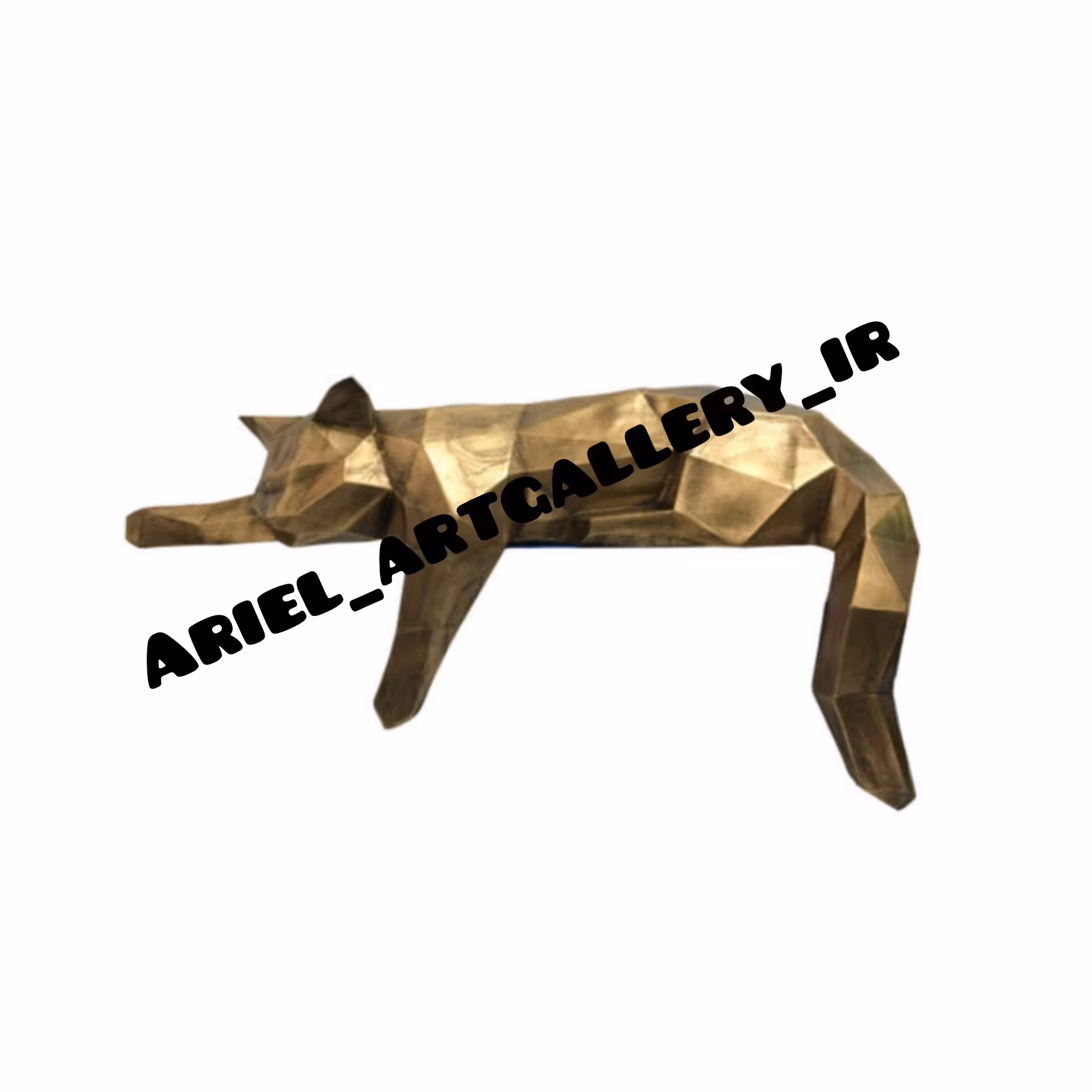 مجسمه پلی استر گربه گرافیکی طلایی