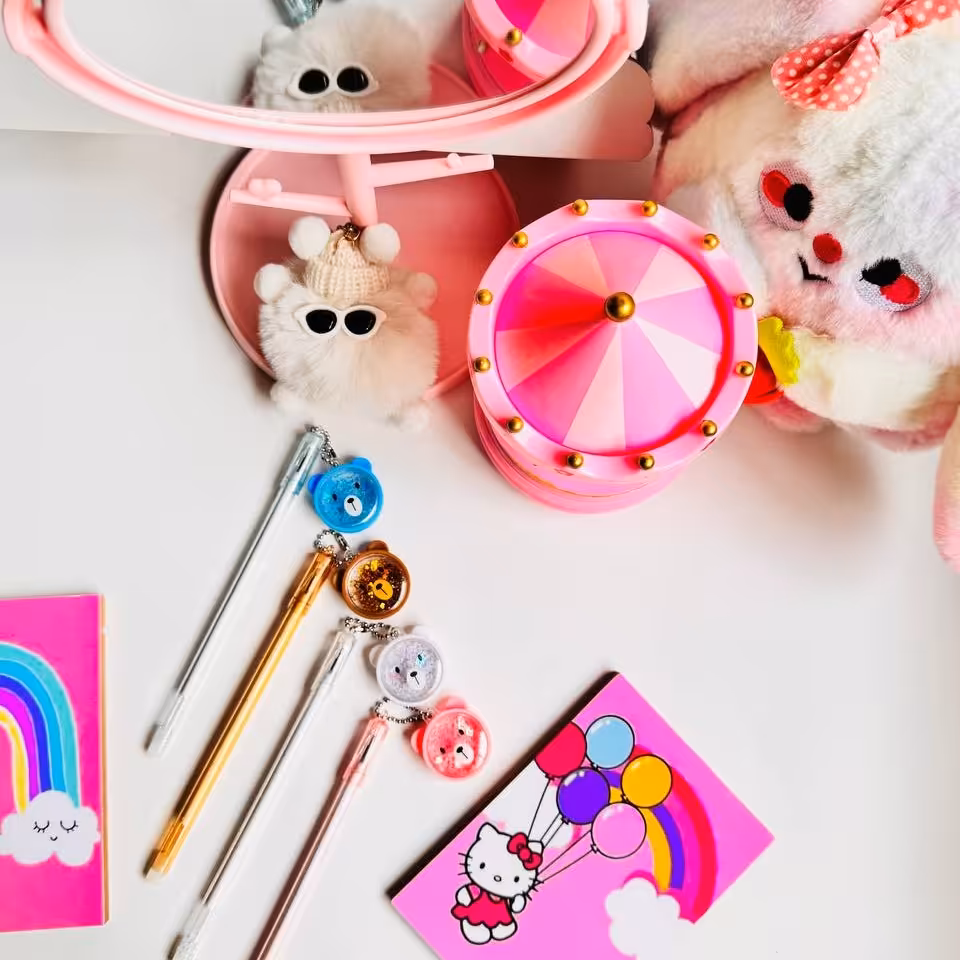 خودکار تدی اویز دار پولکی پاکن دار مدل خارجی طرح فانتزی و کیوت یونیکورنی لوازم التحریر گوگولی خودکار